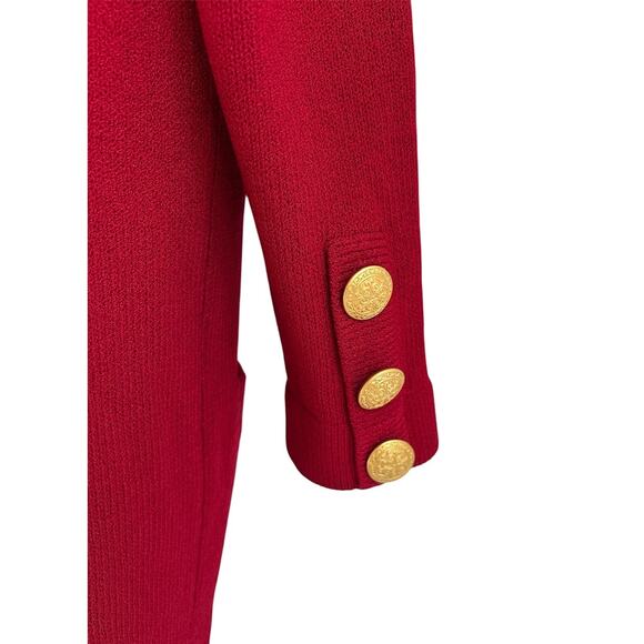 St. John Sportswear Size Small Red Knit Long Line Open Front Cardigan - Picture 5 of 8